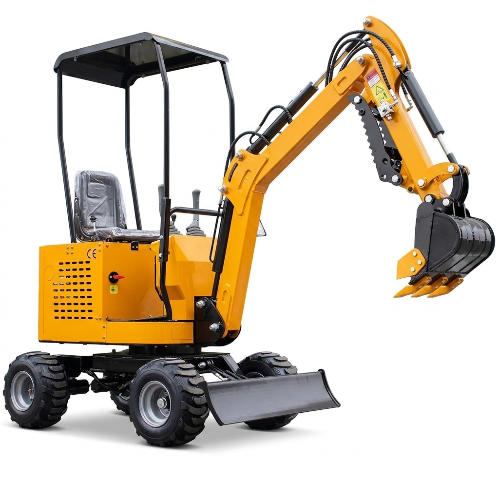 Only for Pickup JEMG 1 Ton Mini Excavator with Wheels, 13.5HP Rato Engine,Mechanical Thumb Clamp,