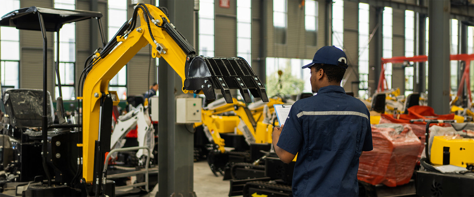 JEMG equipment specialist in a machinery workshop